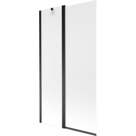 Mexen Flip 1-Flügel-Badewannenwand 100 x 150 cm, Frost, Schwarz - 894-100-101-70-30 (1/5)