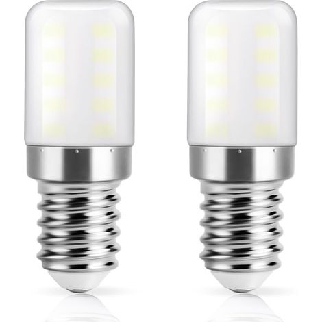 E14 LED-Kühlschranklampe, Kaltweiß 6000K, 3W ersetzt 30W Halogenlampe für Kühlschränke, 300lm, kleine LED-Lampe mit Schraubsockel für Kühlschrank, Dunstabzugshaube, Nähmaschine, 2 Stück [Energieklasse