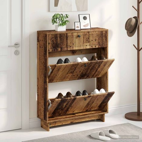 vidaXL Shoe Cabinet EDE 78 x 24 x 103 cm Engineered Wood Old Wood (1/5)