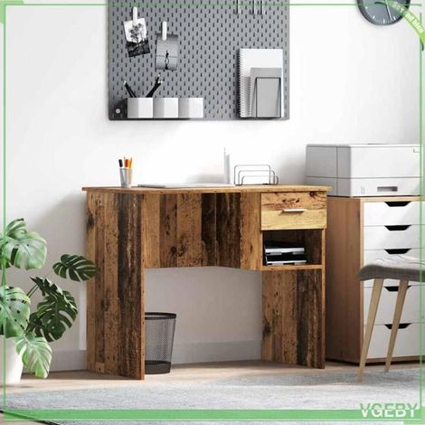 Bureau - ABI - Bois ancien - 90 x 49 x 75 cm - Durable - Avec tiroir et étagère (1/5)