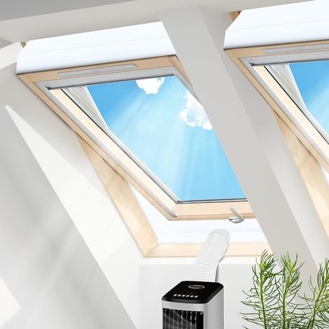 2 x Joint fenêtre, Kit calfeutrage climatiseur mobile, Tissu isolant périmètre 380 cm, Fenêtre à pivot central (1/5)