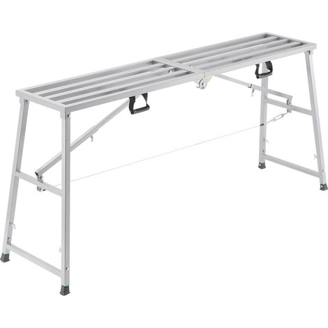 Échelle plateforme pliable en acier, hauteur réglable sur 4 niveaux, capacité 400 kg, pieds antidérapants, escabeau stable pour peinture et nettoyage. (1/5)