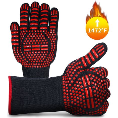 Gants De Cuisson - Résistants À La Chaleur Jusqu'à 800 °C - Pour Barbecue Four Et Soudure - 1 Paire (1/5)