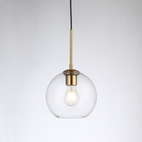 Suspension boule en verre – E27 – Verre transparent et métal doré – Tension 220-240V AC – Longueur 1260mm – Design minimaliste (1/5)