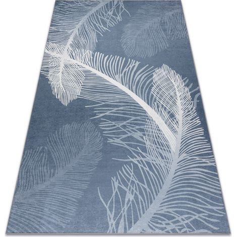 ANDRE 1148 Waschteppich Gefieder, vintage Anti-Rutsch - blau blue 80x150 cm