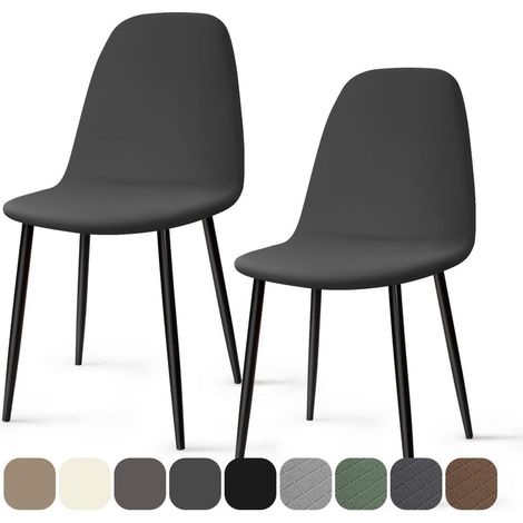 Stuhlhussen 2 Stück Stretch Spandex für Esszimmerstühle, Dunkelgrau (1/5)