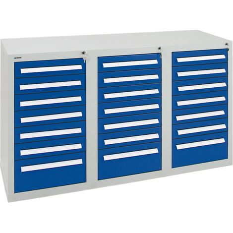 Stumpf Schubladenschrank Serie T-100/35-3, 21 Schubladen enzianblau (18x100, 3x200mm) (1/3)