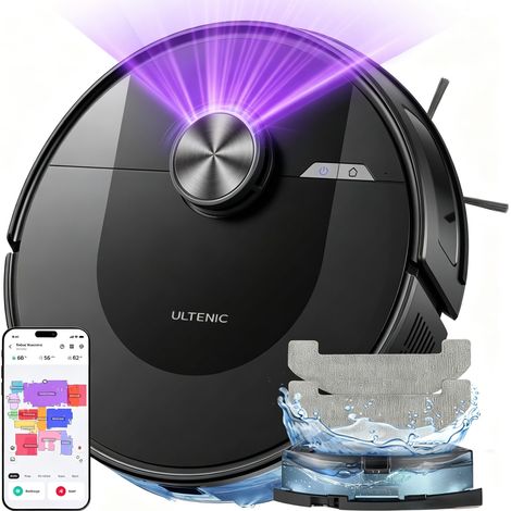 Robot Aspirateur Lavage 8000Pa Puissant Poils d'animaux Navigation LiDAR Cartographie 5 Cartes 180min Autonomie Silencieux 55dB HEPA H13 (1/5)