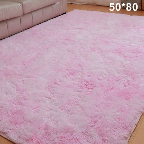 Tapis de salon KZQ, tapis de chevet/tapis de sol moderne et simple pour la maison, couverture douce multi-usages, rose clair, 50 x 80 cm (1/5)