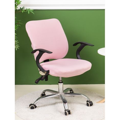 1 set housse de chaise extensible unie rose à fente, type housse de chaise pour bureau, maison, salle à manger, XL (1/5)