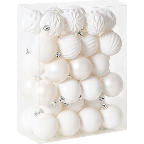 Set di 40 palline di Natale in plastica Decorazioni da appendere Bianco sporco Saimaa