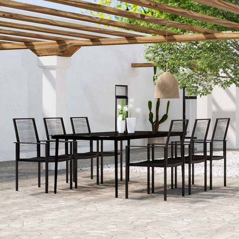 vidaXL 7 Piece Garden Dining Set Black (1/5)