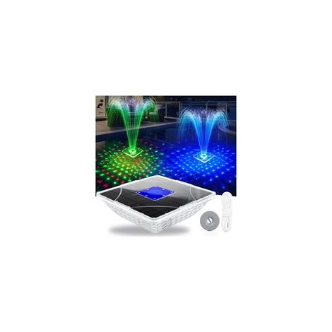 Fontaine Solaire avec Spectacle de Lumière, 2 Modes Fontaine Flottante Piscine, Fontaine de Piscine Hauteur Maximale de Pulvérisation 110cm, Fontaine Solaire Flottante pour Exterieure Bassin