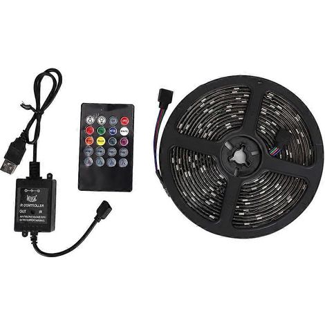 Bande LED 5050 RGB multicolore avec contrôle vocal, musique, fond d'écran TV, pour la maison, les meubles, alimentation USB 5V (1/4)