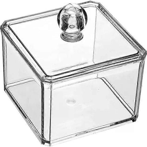 Stapelbare Aufbewahrungsbox aus Acryl, staubdicht, für Make-up-Wattepads, Wattestäbchenspender, Kosmetik- und Schmuckkästchen-Organizer für den Schreibtisch (1/4)