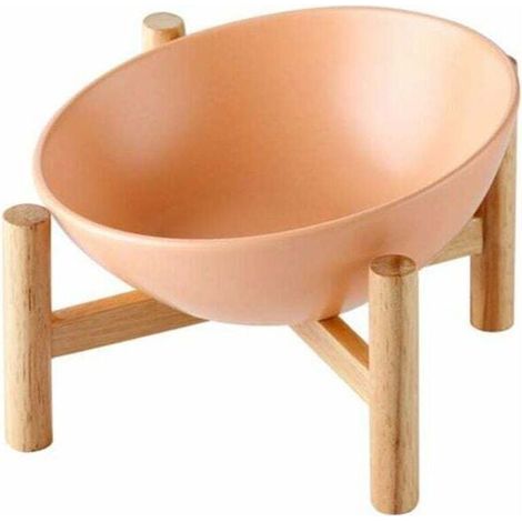 Orange Grand Porte-gamelle Surélevée Gamelle incliné pour Chien et Chat Céramique avec Bambou Support en Bois Grand-Fei Yu (1/4)