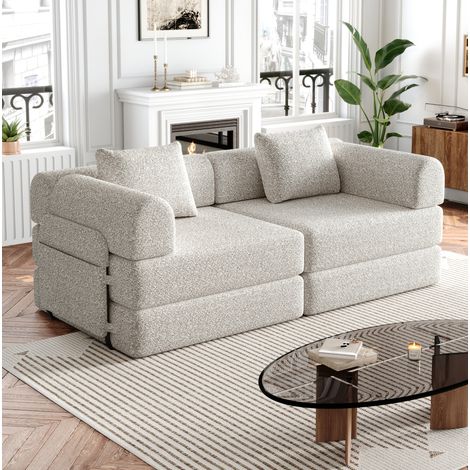 Divano letto 2 posti 183,8x91,4 cm in ciniglia kaki con contenitore - CHICFURN (1/5)