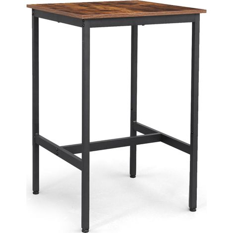 Mesa alta mesa de bar cuadrada estructura de acero resistente 60 x 60 x 90 cm fácil montaje para cocina salón estilo industrial marrón 120007677