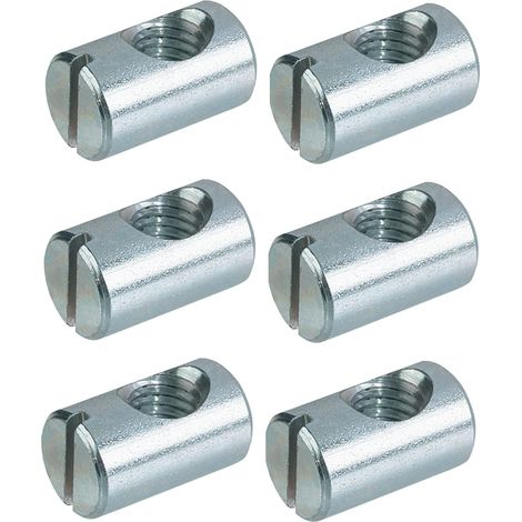 6x ferrure d'assemblage filetage M6 x longueur 20mm x 12mm acier écrou connecteur meuble bois lit bébé berceau table chaise armoire étagère goujon excentrique (1/3)