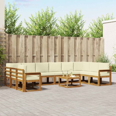 vidaXL Outdoor-Sofagarnitur mit Kissen 11 pcs Natur und Creme (1/5)