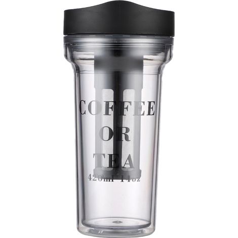 Cafetera portátil para café frío con filtro de acero inoxidable, botella reutilizable y hermética para café helado/té helado. (1/5)