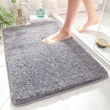 Tapis de Bain Antidérapant à Poils Longs en Microfibre Chenille , Tapis de Sol Lavable en Machine avec Microfibre Chenille Douce Absorbant l'eau (1/5)