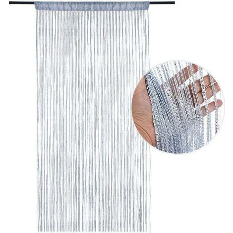 Türvorhang, Verdunkelungs-Moskitonetz, Türvorhang, Moskitonetz, Pailletten-Fadenvorhang, Wanddekoration, Fenster, Tür, Zimmer, Fransen 100 x 200 cm - Crezuo