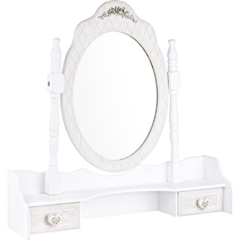 Set 2 Alzate con Specchio Legno Bianco Rustico da Interno - CAROLINE (1/3)