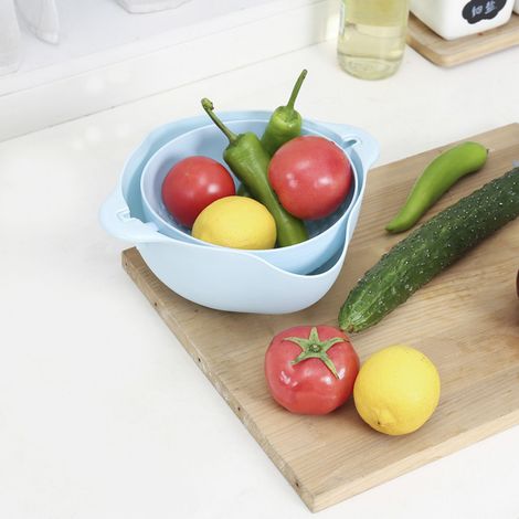 Drehbarer Abtropfkorb mit zwei Fächern / Abtropfschale / Gemüseschale / Obstkorb / Gemüseabtropfschale / Obstschale (1/5)