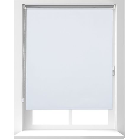 Relaxdays Blackout Blind, Thermal Roller Curtain, No Drill, Attach with Clamps, 100x160cm Length, 96cm Width, PVC, White