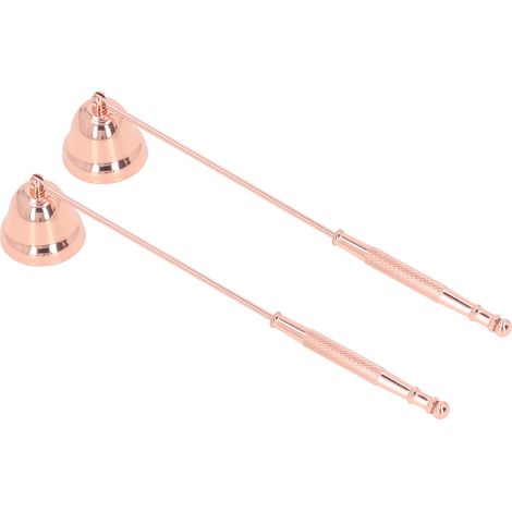 Zweiteiliger Kerzenständer mit langem Griff, glockenförmiger Metallkappe zum Löschen der Flamme, Dochtlöscher, Roségold (1/5)