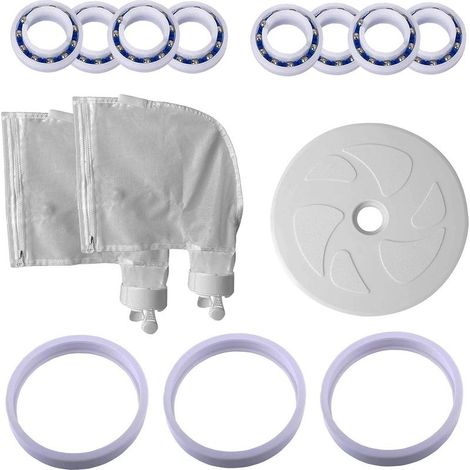 Shmshng – Sacs de rechange pour robot nettoyeur piscine – Lot de 2 sacs K13 K16 – 3 pneus adaptables C10 – 8 roulements à billes C60 – 1 grande roue C6