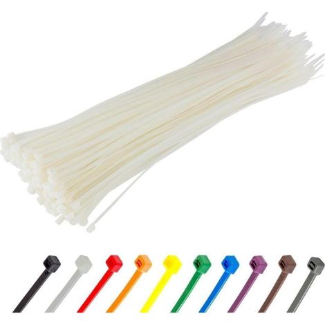 Kabelbinder 100 Stück UV beständig 450 mm x 9,0 mm Weiß Naturfarben (1/5)