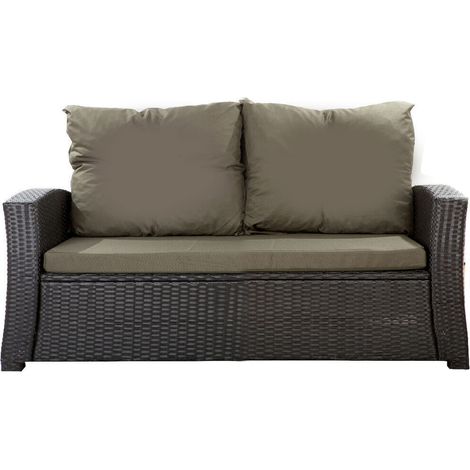 Coussins de canapé de jardin en résine tressée 112x50x7+256x50cm coussins d'extérieur vert Set de coussins 2 places Lot de coussins de jardin