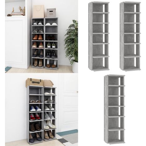 Schuhschränke 2 Stk. Betongrau 27,5x27x102 cm - Schuhschrank - Schuhregal - Holzwerkstoff - Betongrau - Garderobe - Home & Living (1/5)