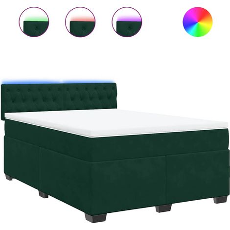 Maison Exclusive - Giroletto a Molle con Materasso Verde Scuro 140x190 cm Velluto