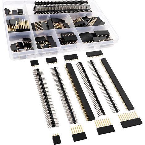 112 Pièces 2.54 mm Connecteur Mâle et Femelle Pin Header, Mâle et Femelle Pin Header Socket Connecteur, pour Arduino Prototype Shield (1/5)