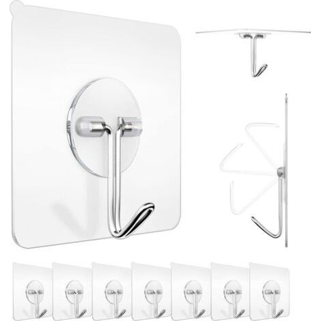 Crochet Adhesif Mural 10 Pcs, 6 x 6cm – Crochet Mural en Acier Inoxydable pour Maison, Cuisine, Salle Bain – Charge Maximale : 5 kg - Idéal pour Serviettes, Peignoirs et Vêtements (1/5)