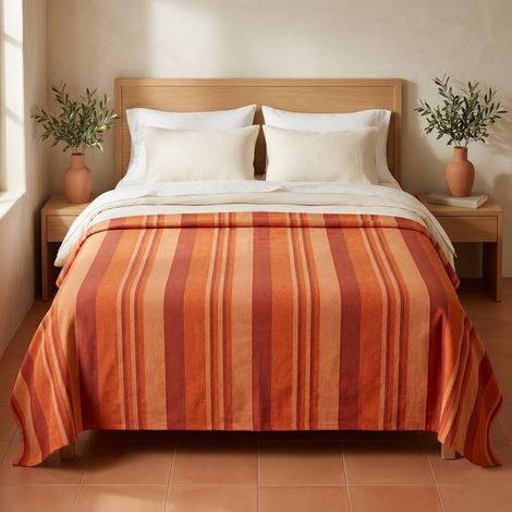 TELO ARREDO COPRITUTTO GRAN FOULARD COPRILETTO COPRIDIVANO KIARA ARANCIO 2 PIAZZE (1/5)
