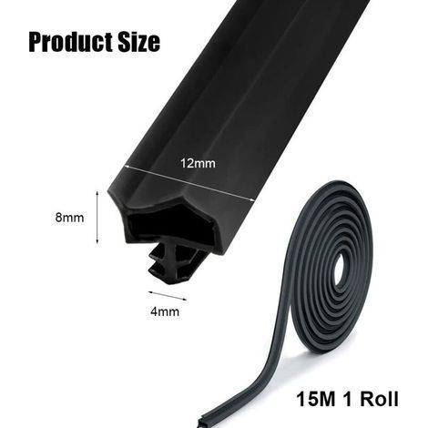 15 m PVC-Türdichtung – Breite 4 mm, Tiefe 7 mm, Falte 12 mm – Geräusch- und Staubreduzierung – Einfache Montage (1/3)