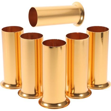 Set mit 6 goldfarbenen Metall-Kerzenfassungen für Hängelampen, breite und stabile Basis, geeignet für Kerzenbirnen und dekorative Kronleuchter (1/5)