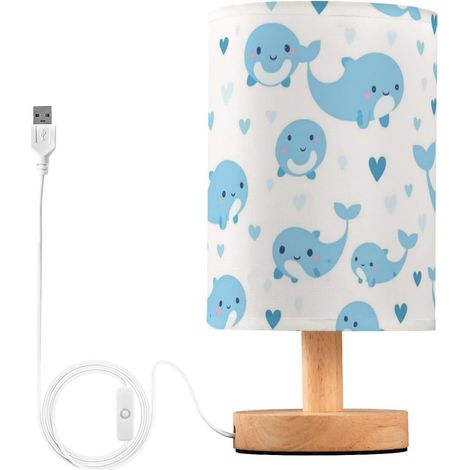 Kcldeci Lampe de chevet en forme baleines bleues pour chambre à (1/5)