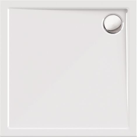 Calmwaters® Quadrat-Duschwanne Modern Select, eckige bodengleiche Brausewanne aus Acryl, 80 x 80 x 2,5 cm mit Ablaufloch in 90 mm, Duschtasse in Weiß, 01SL2983 (1/5)