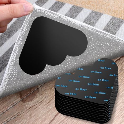 Paquete de 12 tiras adhesivas con forma de nube, de doble cara, lavables y antideslizantes para madera/baldosas. (1/5)