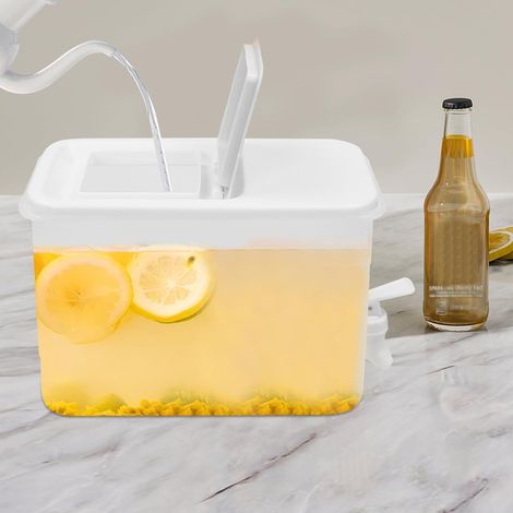 4L Drink Dispenser, Heavy-Duty Beverage Container with Spigot for Lemonade, Punch, Sangria, Clear Plastic, Fridge Water Dispenser with Tap for BBQ (1/5)