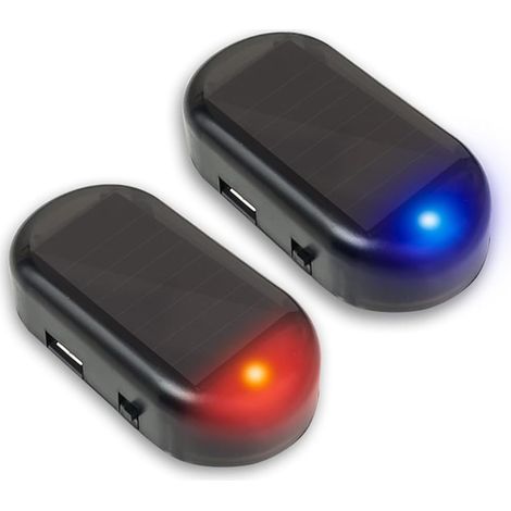 2pcs Alarme Voiture sans Fil Solaire Fausse Lumiere Antivol Voiture Simulation Securite Clignotante Rouge Bleu Alarme Camping Car Anti Vandalisme Gadget Voiture Interieur Avertissement Nuit (1/5)