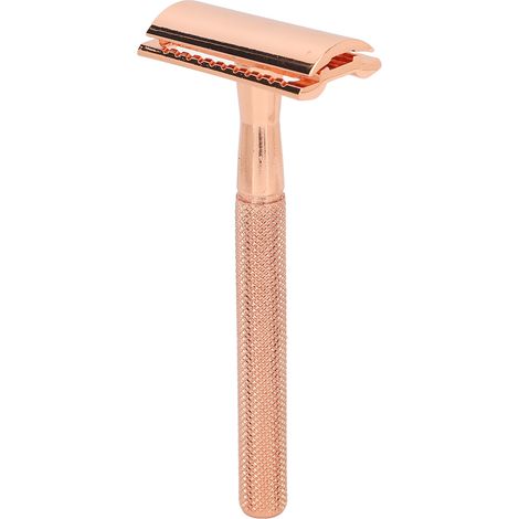 Tondeuse à barbe manuelle à double lame étanche et sécurisée pour la maison, couleur or rose (1/5)
