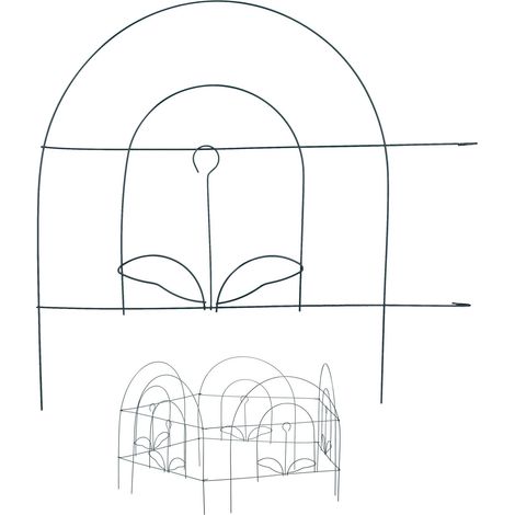 10x Pareti per Recinzione da Giardino, per Cortile, Recinto Decorativo, Metallo, Design Antico, 34,5 x 490 cm, Verde (1/5)