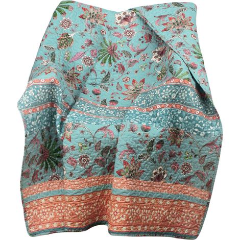 Jeté de lit, extérieur en Microfibre brossée 60%, 40% Polyester, garnissage Riche en Coton, Turquoise, 127 x 152 cm (1/5)