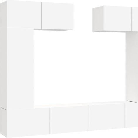 Conjunto de muebles mueble aparador TV televisión salón dormitorio salón 6 piezas blanco madera contrachapada 020025014